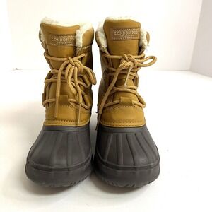 London Fog Kids Insulated Snow Boots Size 12 Cheshire Tan and Black